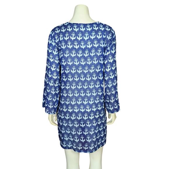 Flora by Rockflowerpaper Swim Coverup Womens Small Navy Nautical Coastal Beach - Picture 5 of 13